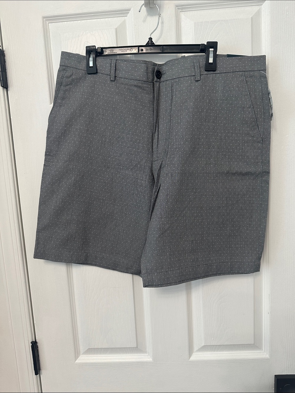 Perry Ellis Gray Microdot Stretch Flat Front Shorts